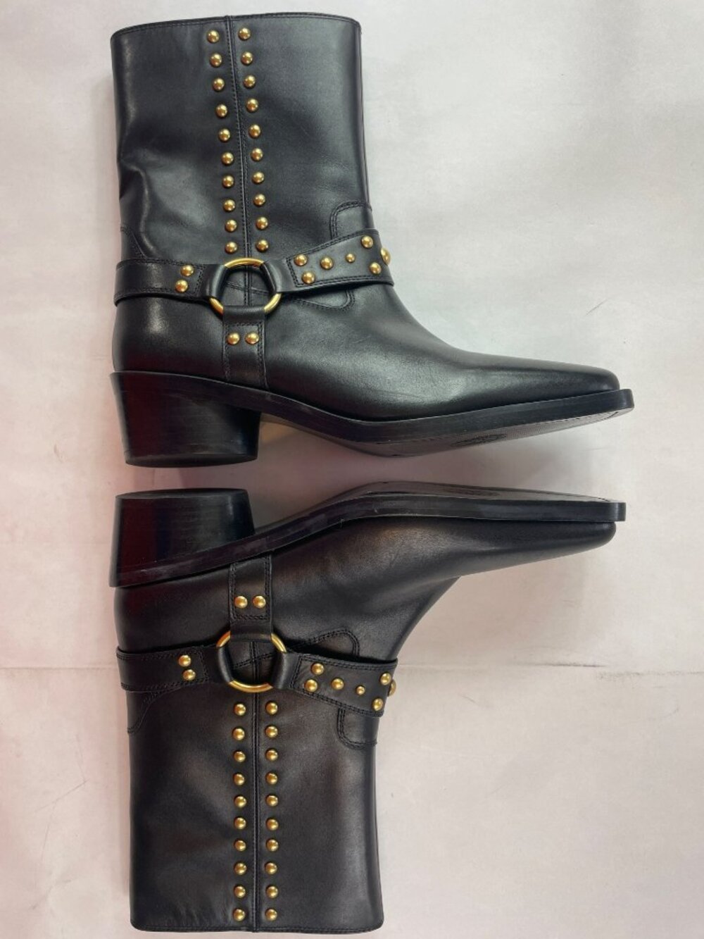 Vince Camuto Roista Black Leather Studded Mid-Calf Boots Women's Sz 9M $198 NWT - Picture 7 of 12